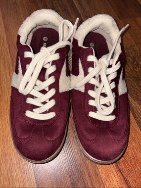 Falls Creek Maroon and Cream Women's Sneakers